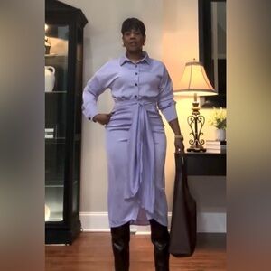 Long Sleeve Satin Dress